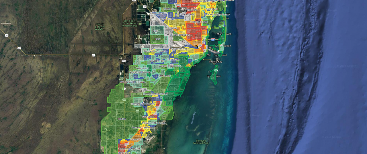 Map of the Best Places to Live in Miami and Miami Beach