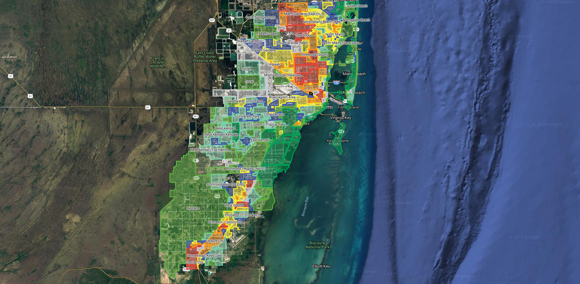 map of the best places to live in miami and miami beach