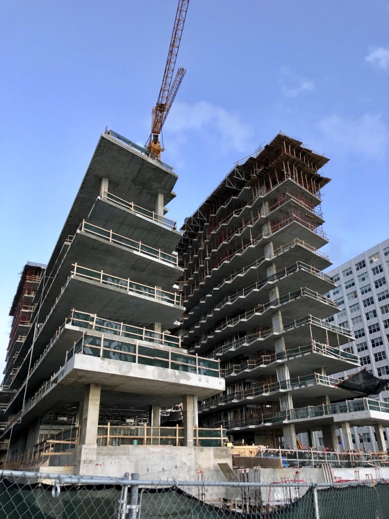 Monad Terrace State of Construction as of March 2019, as seen from Biscayne Bay