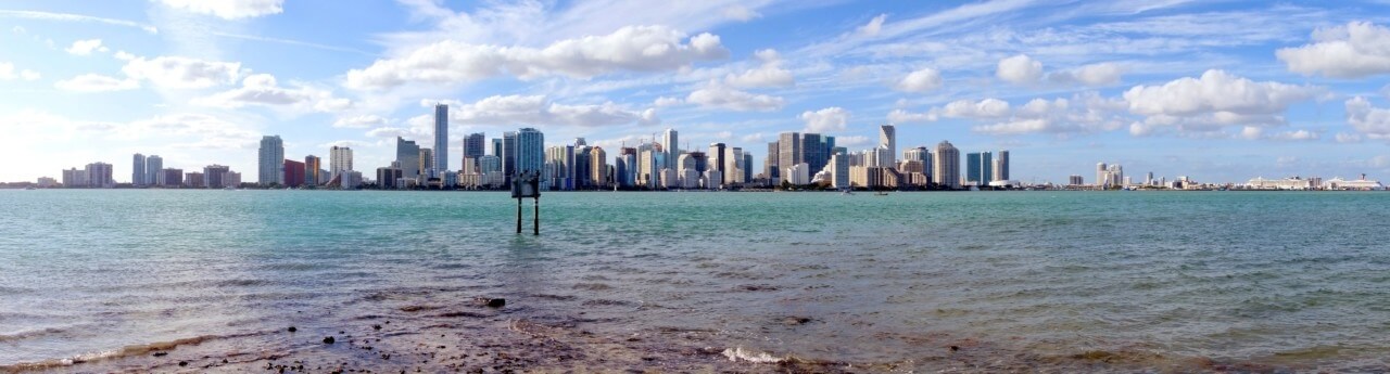 Panoramic View of Biscayne Bay and the Miami Skyline taken from Virginia Key