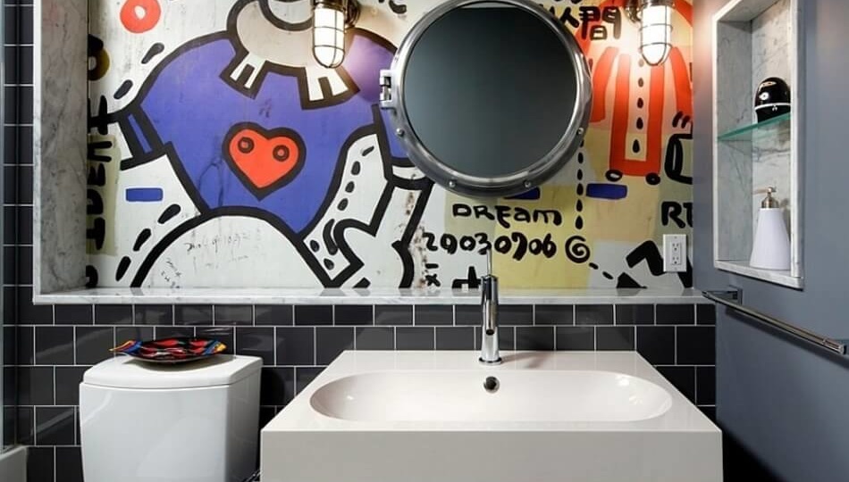 Graffiti in a bathroom looks pretty amazing, most bathrooms are so bland!